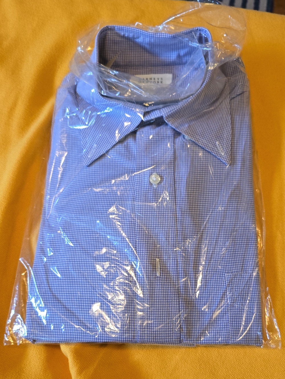 Barneys New York Blue Micro-Check Dress Shirt